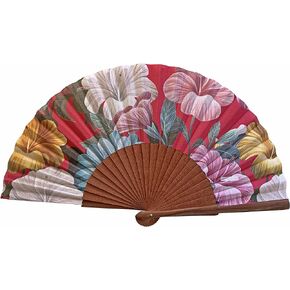 Tusitala Barcelona - Lucía Hand Fan | Handcrafted Spanish Hand Fan | Cotton Fabric and Wood | Includes Protective Jute Cotton Bag | Authentic Gift | 23cm - 9". in Kuwait