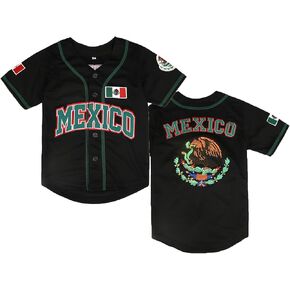 Youth Mexico Jersey #7 Blank Button Down Short Sleeve Stitched Boys' Baseball Shirts Kids Size XS-XL in Saudi Arabia