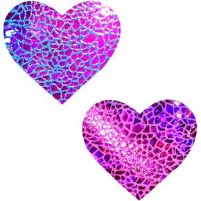 أغطية حلمات Neva Nude UV Eragon Holographic I Heart U Nipztix Pasties للمهرجانات والحفلات والملابس الداخلية والمزيد، لاصق من الدرجة الطبية، مقاوم للماء والعرق، صنع في الولايات المتحدة الأمريكية in Kuwait