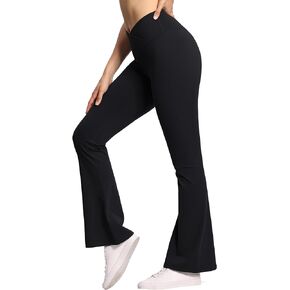 THE GYM PEOPLE Women's Crossover High Waist Flare Workout Leggings Bootcut Bell Bottom Yoga Pants with Tummy Control in Saudi Arabia