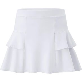 LIONJIE Girls Elastic High Waisted Tennis Skirt with 2 Pockets Athletic Golf Workout Sports Skorts 3-12 Years