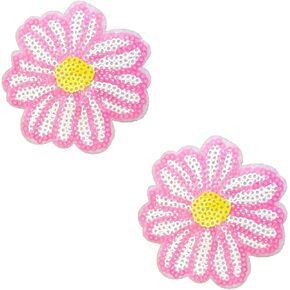 Neva Nude Sequin Daisy Nipztix Pasties Nipple Covers for Festivals, Raves, Parties, Lingerie and More, Medical Grade Adhesive, Waterproof and Sweatproof, Made in USA in Kuwait