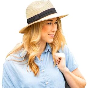 قبعة فيدورا كاجوال تعمل بالأشعة فوق البنفسجية من Solar Escape (بني مصفر) in Kuwait