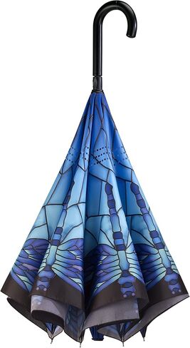 مظلة Galleria's Reverse Close Umbrella من الزجاج المصبوغ اليعسوب مع فن على كلا الجانبين in Kuwait