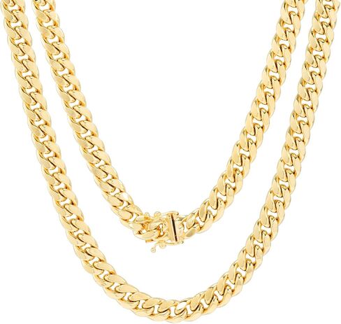 Nuragold 10k Yellow Gold 7.5mm Miami Cuban Link Chain Necklace, Mens Womens Jewelry Box Clasp 16" 18" 20" 22" 24" 26" 28" 30" in Saudi Arabia