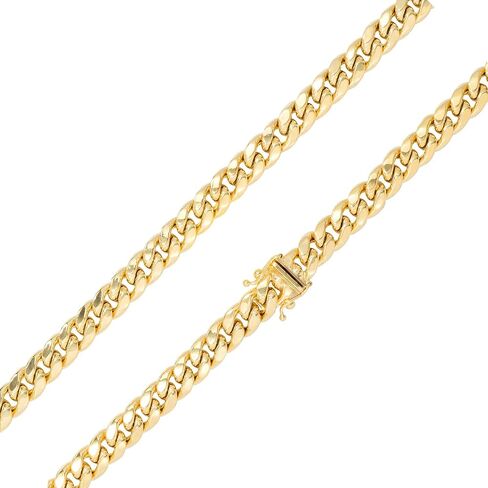 Nuragold 10k Yellow Gold 7.5mm Miami Cuban Link Chain Necklace, Mens Womens Jewelry Box Clasp 16" 18" 20" 22" 24" 26" 28" 30" in Saudi Arabia