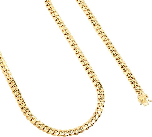Nuragold 10k Yellow Gold 7.5mm Miami Cuban Link Chain Necklace, Mens Womens Jewelry Box Clasp 16" 18" 20" 22" 24" 26" 28" 30" in Saudi Arabia