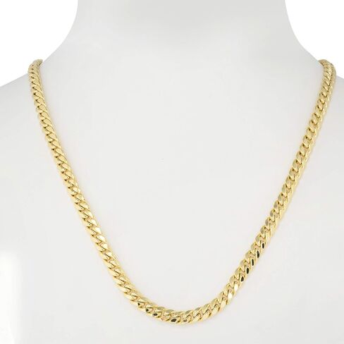Nuragold 10k Yellow Gold 7.5mm Miami Cuban Link Chain Necklace, Mens Womens Jewelry Box Clasp 16" 18" 20" 22" 24" 26" 28" 30" in Saudi Arabia
