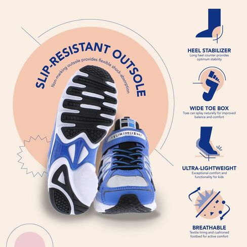 حذاء رياضي شبابي TSUKIHOSHI 3570 STORM بحزام إغلاق وقابل للغسل في الغسالة مع صندوق عريض عند الأصابع ونعل خارجي مقاوم للانزلاق ولا يترك علامات - للأطفال الصغار والكبار، للأعمار من 4 إلى 12 عامًا in Kuwait