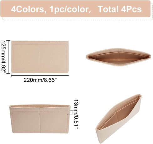 WADORN 4 Colors Felt Purse Organizer Insert, Small Handbag Shaper Liner Mini Envelope Inside Storage Bag Liner Rectangle Clutch Bag Multi Pochette for Tote Liner Pouch, 4.92x8.66 Inch in Saudi Arabia
