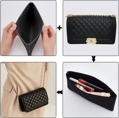 WADORN 4 Colors Felt Purse Organizer Insert, Small Handbag Shaper Liner Mini Envelope Inside Storage Bag Liner Rectangle Clutch Bag Multi Pochette for Tote Liner Pouch, 4.92x8.66 Inch in Saudi Arabia