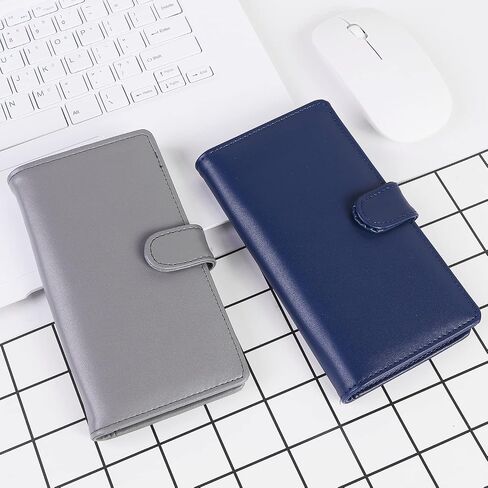 غطاء دفتر شيكات نحيف من LOLOMLO مع إغلاق سريع للشيكات المكررة والتسجيل، حافظة دفتر شيكات RFID مع 4 فتحات لبطاقة الائتمان وغطاء مقسم مجاني، محفظة حامل دفاتر الشيكات من جلد البولي يوريثان للرجال والنساء، أزرق داكن in Kuwait
