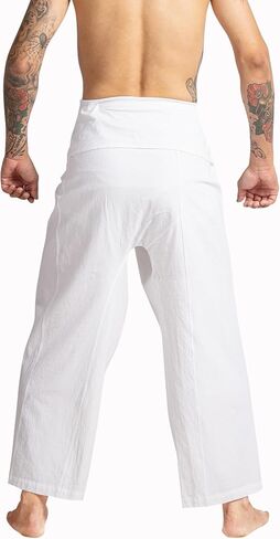 سراويل LannaPremium Thai Fisherman - سراويل Hakama قابلة للتعديل وأنيقة لليوجا والتأمل والرقص والفنون القتالية والمزيد in Saudi Arabia