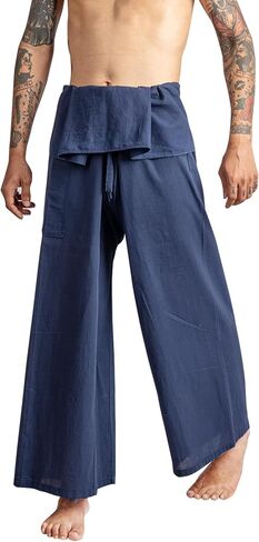 LannaPremium Thai Fisherman Pants - Hakama Pants Adjustable & Stylish for Yoga, Meditation, Dance, Martial Arts & More in Kuwait