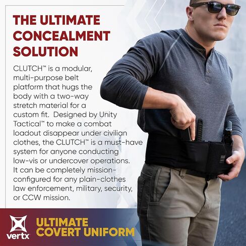Vertx Mens Clutch Unity Tactical Belt, Modular Mission Belts for Men, Gun Holster Radio Mag Pouch for CCW Concealed Carry in Saudi Arabia