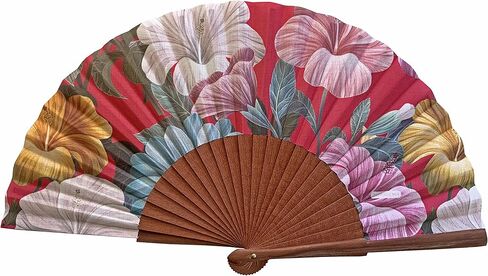 Tusitala Barcelona - Lucía Hand Fan | Handcrafted Spanish Hand Fan | Cotton Fabric and Wood | Includes Protective Jute Cotton Bag | Authentic Gift | 23cm - 9". in Kuwait