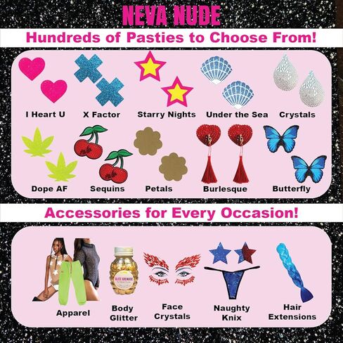 Neva Nude Bodistix - Glitter Body Stickers for Festivals, Raves, & Parties | Medical Grade Adhesive, Waterproof Made in USA in Saudi Arabia
