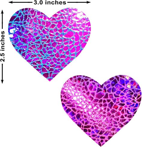 أغطية حلمات Neva Nude UV Eragon Holographic I Heart U Nipztix Pasties للمهرجانات والحفلات والملابس الداخلية والمزيد، لاصق من الدرجة الطبية، مقاوم للماء والعرق، صنع في الولايات المتحدة الأمريكية in Saudi Arabia