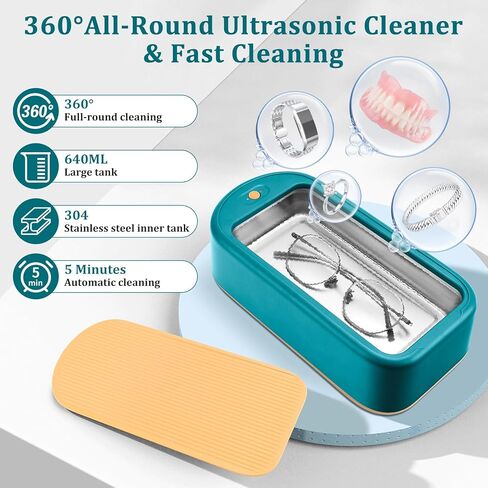 JUZUXI 640ml Ultrasonic Jewelry Cleaner, 40W Sonic Jewelry Cleaner Machine for Cleaning Dental Retainer, Ring,Eyeglasses,Watches,Silver Mouth Guards,Toothbrush in Kuwait