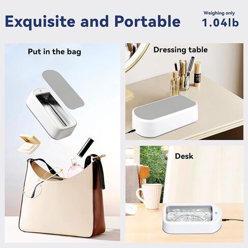 منظف ​​المجوهرات بالموجات فوق الصوتية HAKELPOK، سعة كبيرة 640 مل منظف المجوهرات بالموجات فوق الصوتية، منظف النظارات بالموجات فوق الصوتية المحمول 40 وات 48 كيلو هرتز، منظف بالموجات فوق الصوتية Cleanpod مع وضعين مؤقت للحلقة والنظارات وأطقم الأسنان in Kuwait