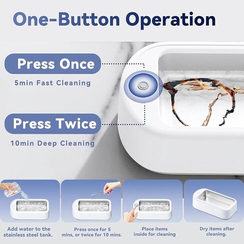 منظف ​​المجوهرات بالموجات فوق الصوتية HAKELPOK، سعة كبيرة 640 مل منظف المجوهرات بالموجات فوق الصوتية، منظف النظارات بالموجات فوق الصوتية المحمول 40 وات 48 كيلو هرتز، منظف بالموجات فوق الصوتية Cleanpod مع وضعين مؤقت للحلقة والنظارات وأطقم الأسنان in Kuwait