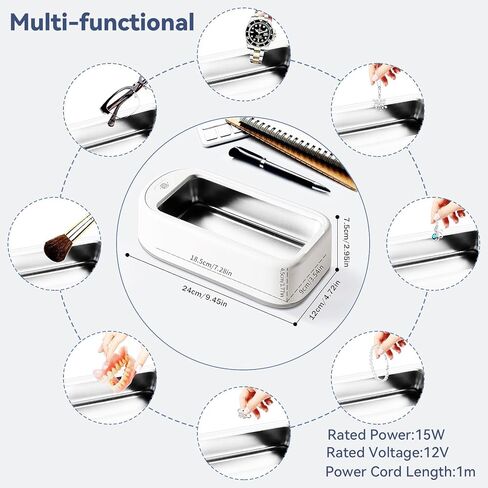 منظف ​​المجوهرات بالموجات فوق الصوتية HAKELPOK، سعة كبيرة 640 مل منظف المجوهرات بالموجات فوق الصوتية، منظف النظارات بالموجات فوق الصوتية المحمول 40 وات 48 كيلو هرتز، منظف بالموجات فوق الصوتية Cleanpod مع وضعين مؤقت للحلقة والنظارات وأطقم الأسنان in Kuwait