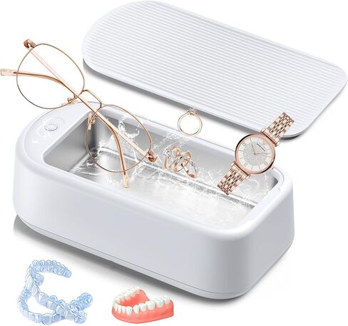 Ultrasonic Cleaner Jewelry Cleaning Machine: Professional Ultrasonic Glasses Cleaning Machine Small - Portable Retainer Cleaner for Dental Ring Denture Diamond Eyeglass Gold - 640 ml (640 ML) in Kuwait