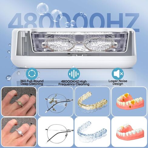 Ultrasonic Cleaner Jewelry Cleaning Machine: Professional Ultrasonic Glasses Cleaning Machine Small - Portable Retainer Cleaner for Dental Ring Denture Diamond Eyeglass Gold - 640 ml (640 ML) in Kuwait