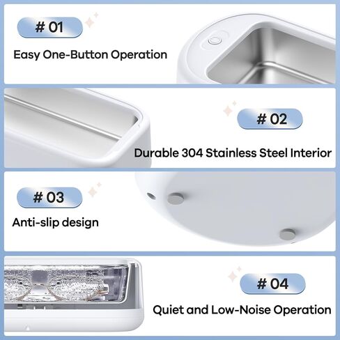 Ultrasonic Cleaner Jewelry Cleaning Machine: Professional Ultrasonic Glasses Cleaning Machine Small - Portable Retainer Cleaner for Dental Ring Denture Diamond Eyeglass Gold - 640 ml (640 ML) in Kuwait