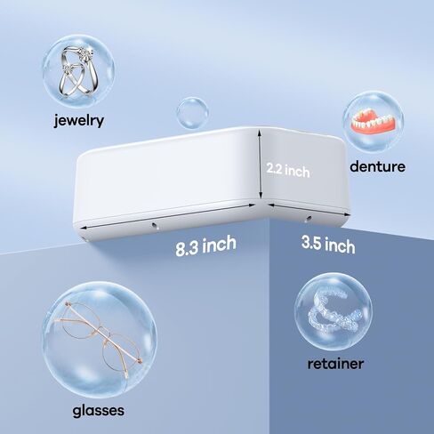 Ultrasonic Cleaner Jewelry Cleaning Machine: Professional Ultrasonic Glasses Cleaning Machine Small - Portable Retainer Cleaner for Dental Ring Denture Diamond Eyeglass Gold - 640 ml (640 ML) in Kuwait