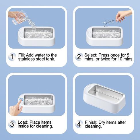 Ultrasonic Cleaner Jewelry Cleaning Machine: Professional Ultrasonic Glasses Cleaning Machine Small - Portable Retainer Cleaner for Dental Ring Denture Diamond Eyeglass Gold - 640 ml (640 ML) in Kuwait