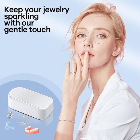 Ultrasonic Cleaner Jewelry Cleaning Machine: Professional Ultrasonic Glasses Cleaning Machine Small - Portable Retainer Cleaner for Dental Ring Denture Diamond Eyeglass Gold - 640 ml (640 ML) in Kuwait