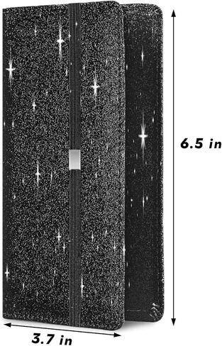 غطاء دفتر الشيكات اللامع من LOLOMLO للفتيات والنساء، مصنوع من جلد البولي يوريثان اللامع RFID الذي يحجب سجل الشيكات الوظيفي القياسي مع حامل قلم وحزام مطاطي لفحص الجزء العلوي والجانبي، وردي in Kuwait