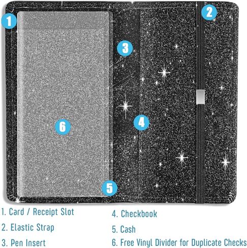 غطاء دفتر الشيكات اللامع من LOLOMLO للفتيات والنساء، مصنوع من جلد البولي يوريثان اللامع RFID الذي يحجب سجل الشيكات الوظيفي القياسي مع حامل قلم وحزام مطاطي لفحص الجزء العلوي والجانبي، وردي in Kuwait
