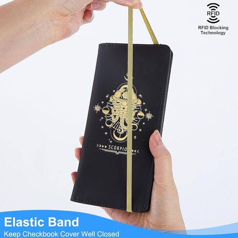 Checkbook Cover for Personal Checkbook, 12 Zodiac Signs Constellations Checkbook Cover RFID Checkbook Register Cover with Pen Holder & Built-in Clear Plastic Divider in Kuwait