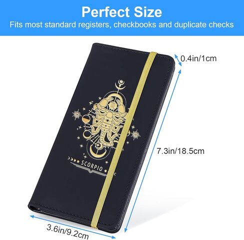 Checkbook Cover for Personal Checkbook, 12 Zodiac Signs Constellations Checkbook Cover RFID Checkbook Register Cover with Pen Holder & Built-in Clear Plastic Divider in Kuwait