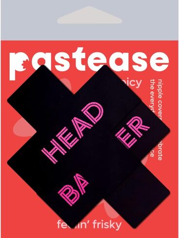 PASTEASE - فطائر غطاء الحلمة - Plus X: 'Head Banger' Black & Neon Pink Cross - Festival Rave EDM Party Club DJ Techno Aesthetic Outfit Accessories in Kuwait