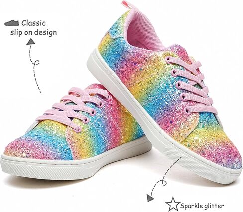 Bernal Girls & Boys Sparkle Glitter Sneakers Toddler/Little Kid/Big Kid Non-Slip Slip On School Low Top Walking Shoes in Saudi Arabia
