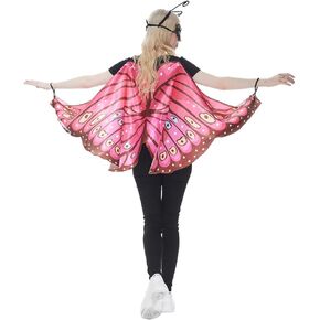 Megartico أزياء أجنحة الفراشة للبالغين للنساء أزياء الهالوين الملونة على شكل جناح الفراشة شال الرأس 3 قطع ملابس الحفلات in Kuwait
