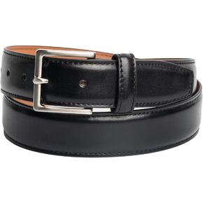 Vince Camuto Belts Men| 35mm Black Belt with Edge Stitch Detailing and a Nickle Finish Belt Buckle in Kuwait