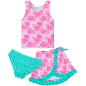 PASHOP Girl's 3 Piece Bikini Set, Swimsuit with Pants and Cover Skirt, Waterproof Quick-Drying Suitable for Beach, Swimming in Kuwait