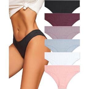 FINETOO 9 Pack Cotton Underwear for Women Sexy Low Rise Ribbed Hipster Breathable Soft Womens Bikini Panties Cheeky S-XL