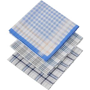 مناديل قطنية ناعمة 100% مع خياطة من اراد، 3 قطع بلون ازرق منقوش، الوان متنوعة - 16 انش × 16 انش, أزرق, مقاس واحد in Kuwait