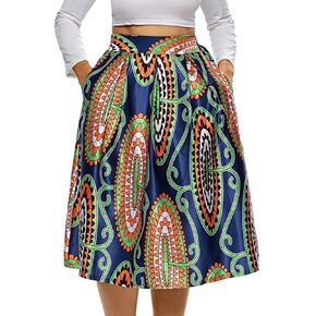 RED DOT BOUTIQUE 930 - Plus Size Ethnic African Print Long Maxi Skirt