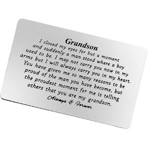 Jielahua Grandson Gifts from Grandma and Grandpa Engraved Wallet Insert for Grandson Happy Birthday Gifts Grandson Graduation Card for Him Wedding Christmas Inspirational Quote Message Gift in Saudi Arabia