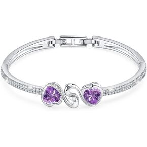 Menton Ezil Fasion Jewelry Princess Bangle Bracelets For Women 18K Gold Plated Adjustable Bracelets With Crystal Anniversary Valentine's Day Gift For Wife And Girlfriend