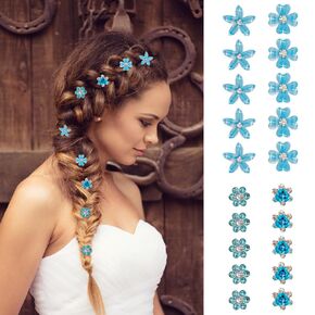 Ahoney 20Pcs Mini Clips for Hair White Flower Hair Clips with Rhinestone Cute Hair Pins Decorations Hair Clips for Wedding Hair Barrettes Bridal Hair Accessories for Girls Women (White) in Kuwait