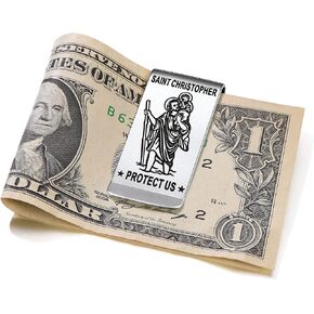 ChainsProMax Men Money Clip, Custom Name Gift-Ahkn Cross/St. Michel/St. Christopher/St. Florian/Knights Templar-Send Gift Box in Kuwait