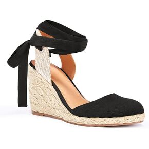 Juliet Holy Womens Lace up Espadrilles Closed Toe Wedges Sandals Strappy Slingback Platform Heels in Saudi Arabia