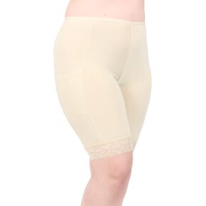 Undersummers by CarrieRae Women Shortlette Slip Shorts for Underdress, Underwear with Leg Pockets and Leg Lace, 9"